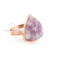 925 Sterling Silver Ring, Lepidolite Gemstone Rose Gold Ring For Wholesaler